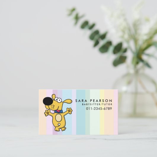 ベビーシッター家庭教師気に子踊りドッグ 名刺 (スタンド正面)