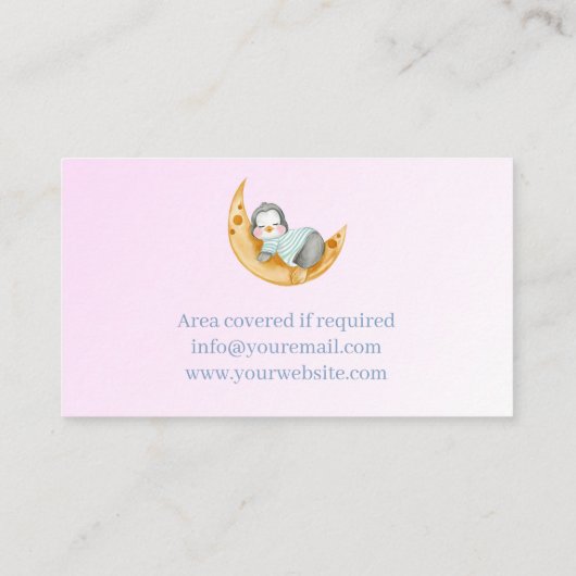 ベビーシッター気にチャイルドナニーキュートペンギン 名刺 (裏面)