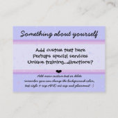 ベビーシッター気にデー。子気に紫。 名刺 (裏面)