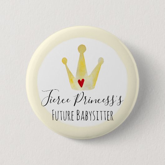 ベビーシッター水彩プリンセスガールベビーシャワー 缶バッジ (正面)