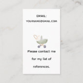 ベビーシッター眠いベビーベアービジネスカード 名刺 (裏面)