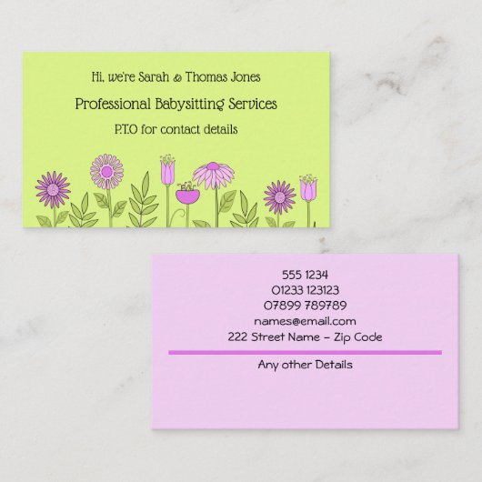 ベビーシッター連絡フローラ名刺 名刺 (正面/裏面)