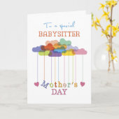 ベビーシッター、かわいい母の日の虹の雲 カード (黄色い花)