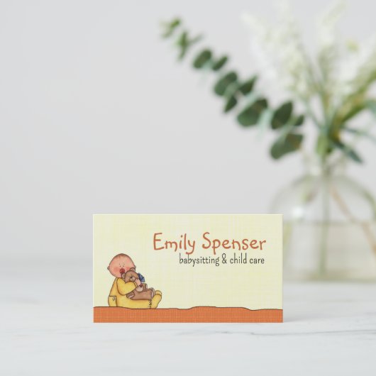 ベビーシッター&チャイルド気にイエローベビーホルダンベア 名刺 (スタンド正面)