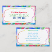 ベビーシッター&チャイ気にドカラフル・バタフライ・カード 名刺 (正面/裏面)
