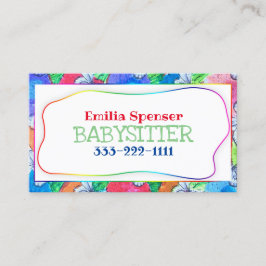 ベビーシッター&チャイ気にドカラフル・バタフライ・カード 名刺