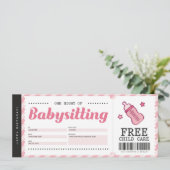 ベビーシッター ピンク ギフト クーポン 割引券 証明書 招待状 (スタンド正面)