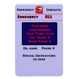 ベビーシッター/介護者緊急連絡磁石 マグネット