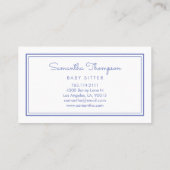 ベビーシッター、育児、託児所、乳母のかわいいバニー 名刺 (裏面)