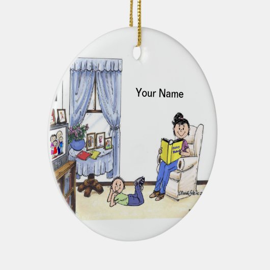 ベビーシッター、1少年 セラミックオーナメント (右)