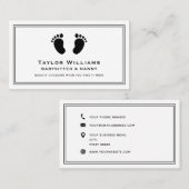 ベビーシッターBabysiting Nannyベビー足白黒 名刺 (正面/裏面)