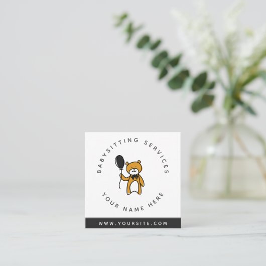 ベビーシッターBrown Teddy Bearトイデイデイデイデイデイデイデイデイデイデイデイデイデ スクエア名刺 (スタンド正面)