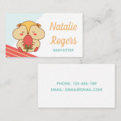 ベビーシッターNannyかわいいかわいいズハムスター&ストロベリー 名刺 (正面/裏面)