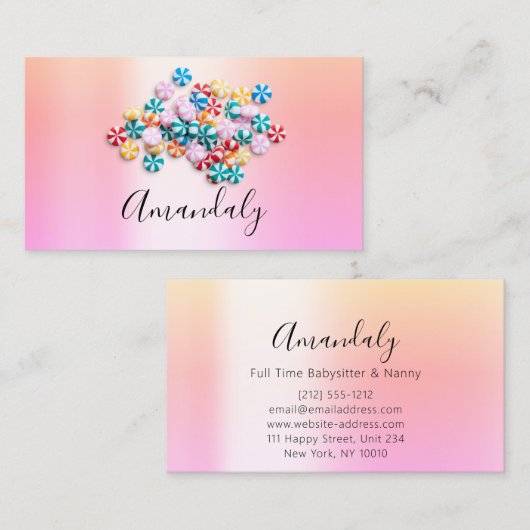 ベビーシッターNANNYチャイルドデイケア足パステルズジェリー 名刺 (正面/裏面)
