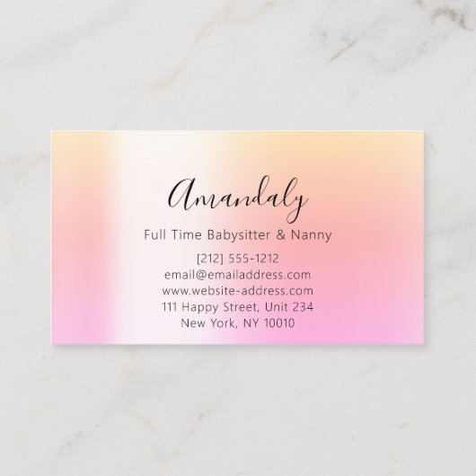 ベビーシッターNANNYチャイルドデイケア足パステルズジェリー 名刺 (裏面)