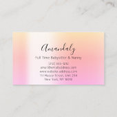 ベビーシッターNANNYチャイルドデイサービスピンクかわいいホーム 名刺 (裏面)