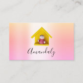 ベビーシッターNANNYチャイルドデイサービスピンクかわいいホーム 名刺 (正面)