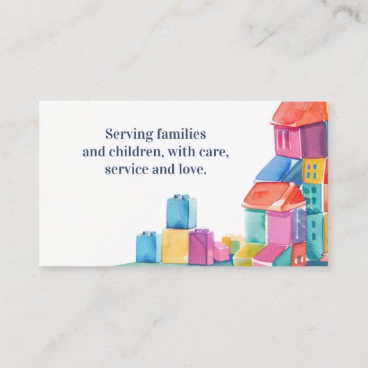 ベビーシッターNanny託児の水の色ブロック 名刺 (裏面)