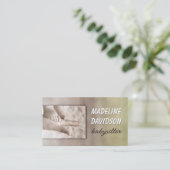 ベビーシッ気にチと小児の手の上の小さなフェート 名刺 (スタンド正面)