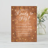 ベビーシポップ・アートのャワー金ゴールドハートウッ素朴ド 招待状 (スタンド正面)