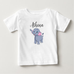 ベビーシャツ(カスタマイズ可能な名前と象) ベビーTシャツ