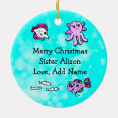 ベビーシャパーソナライズされたメ科クリスマス装飾品 セラミックオーナメント (裏面)