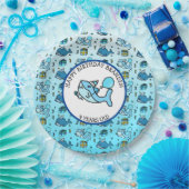 ベビーシャパーソナライズされたークとクジラの少年誕生日 ペーパープレート (パーティー)