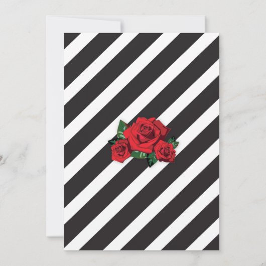 ベビーシャワストライプワーブラックバラクラウンガール招待状 招待状 (裏面)