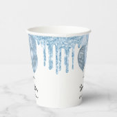 ベビーシャワライトブルー男の子グリッターバルーン白 紙コップ (右)