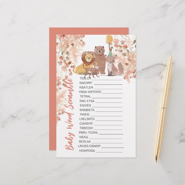 ベビーシャワンスクランブルボーホサファリピンクパンパスグラス (正面/裏面インサイチュ)