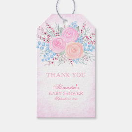 ベビーシャワーありがとうお水の色ブーケピンク ギフトタグ