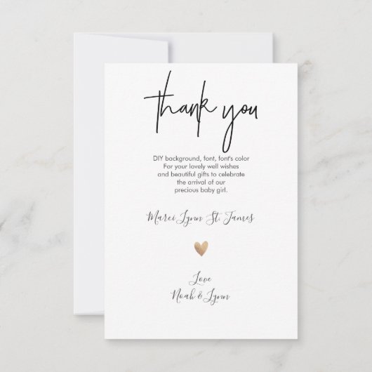 ベビーシャワーありがとうシグネチャーの台本 サンキューカード (裏面)