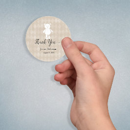 ベビーシャワーありがとうテディベア |タン ラウンドシール