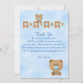 ベビーシャワーありがとうテディベーボーイ男の赤ちゃん 招待状 (正面)