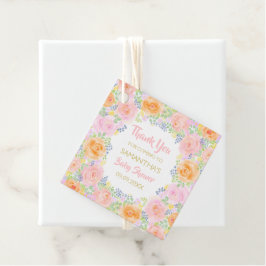 ベビーシャワーありがとうピンクローゼズウォーター色開花 フェイバータグ