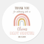 ベビーシャワーありがとうボホレインボー ラウンドシール (正面)