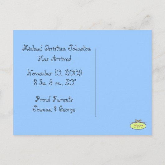 ベビーシャワーありがとうポストカードあなたの写真を挿入 案内ポストカード (裏面)