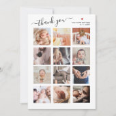 ベビーシャワーありがとうミニマリスト12フォトコラージュ サンキューカード (正面)