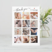 ベビーシャワーありがとうミニマリスト12フォトコラージュ サンキューカード (スタンド正面)