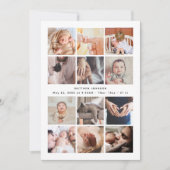ベビーシャワーありがとうミニマリスト12フォトコラージュ 案内状 (正面)