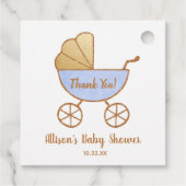 ベビーシャワーありがとうレトロボーイブルーキャリッジ フェイバータグ (裏面)