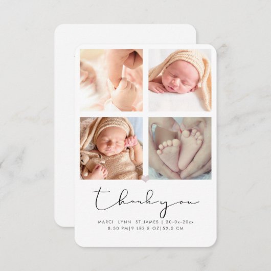 ベビーシャワーありがとう写真アナウンス サンキューカード (正面/裏面)
