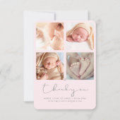 ベビーシャワーありがとう写真アナウンスDIYピンク サンキューカード (正面)