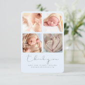 ベビーシャワーありがとう写真アナウンスDIYブルー サンキューカード (スタンド正面)