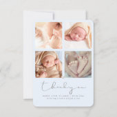 ベビーシャワーありがとう写真アナウンスDIYブルー サンキューカード (正面)