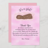 ベビーシャワーありがとう少女のエスニック 招待状 (正面/裏面)