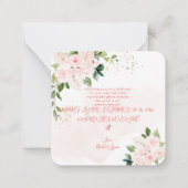 ベビーシャワーありがとう赤面ピンク牡丹 ノートカード (裏面)