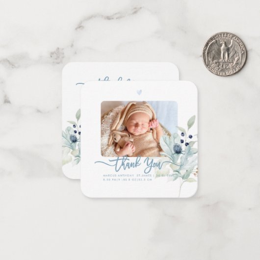 ベビーシャワーありがとうDIYカラースクリプトノートカード ノートカード (正面/裏面インサイチュ)