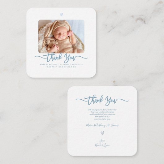 ベビーシャワーありがとうDIYカラースクリプトノートカード ノートカード (正面/裏面)