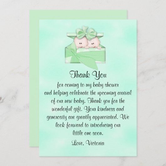 ベビーシャワーありがと男女兼用う 招待状 (正面/裏面)